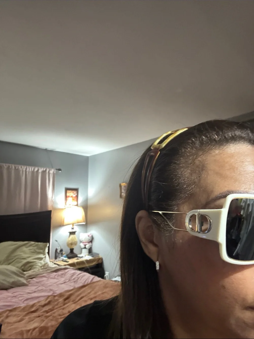 Dior White and Gold Logo Women’s Sunglasses Temple Detail